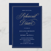 MIDAS - Navy & Gold repetitie diner uitnodiging (Voorkant / Achterkant)