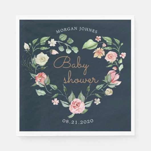 midbloom baby shower monogram servet (Voorkant)