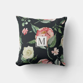 midbloom elegant floral Monogram Kussen