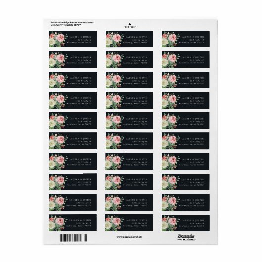 midbloom floral bruiloft Return Label (Full Sheet)