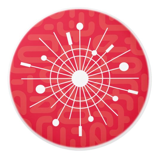 Midcentury Atomic Snowflake Starburst Sputnik MCM Keramische Knop (Voorkant)