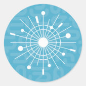 Midcentury Atomic Sputnik Christmas Snowflake Ronde Sticker (Voorkant)