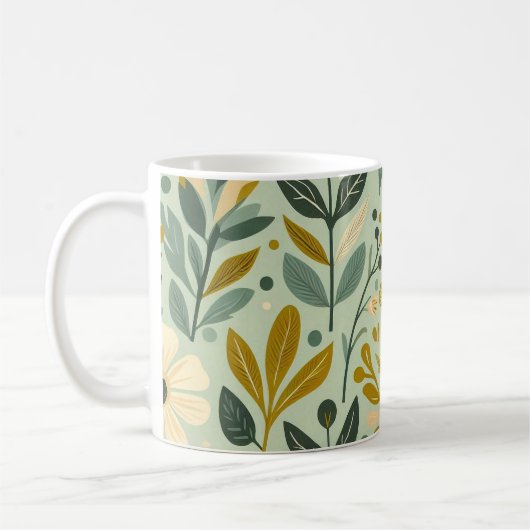 Midcentury Boho Bloemen Wildflowers Blauw Koffiemok (Links)