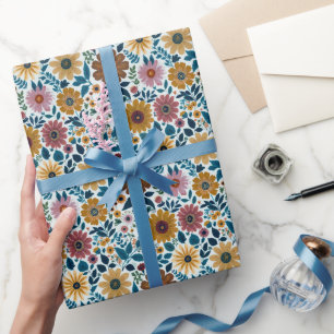 Midcentury Boho Floral Wildflowers Bloemen Kwekeri Cadeaupapier