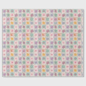 Midcentury Boho Tegel Patroon met Pastel Sunburst Cadeaupapier (Vlak)