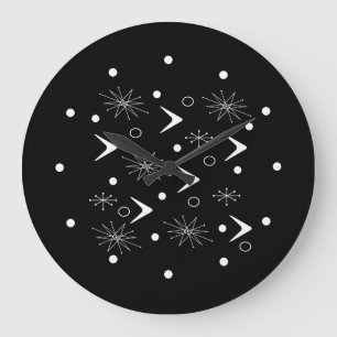 Midcentury Boomerangs Starbursts Zwart Wit Grote Klok