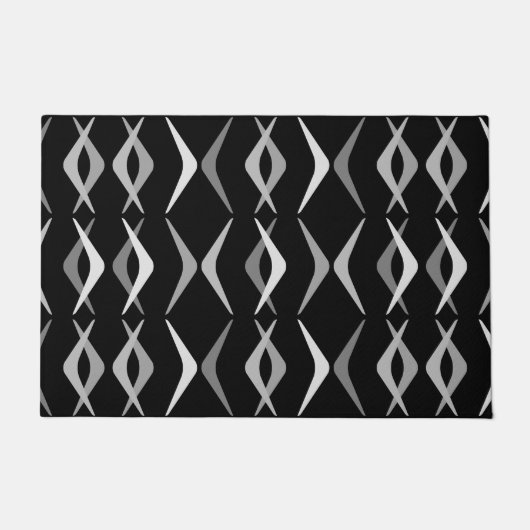 Midcentury Boomerangs Zwart Grijs Deurmat (Voorkant)