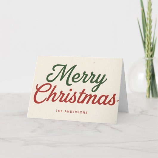 Midcentury Chic Script Merry Christmas Feestdagen Kaart (Voorkant)