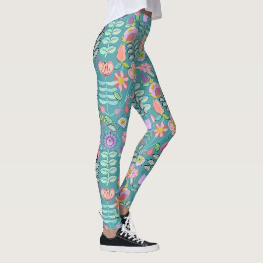 Midcentury Floral Green Leggings (Rechts)