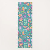 Midcentury Floral Green Yogamat (Voorkant)