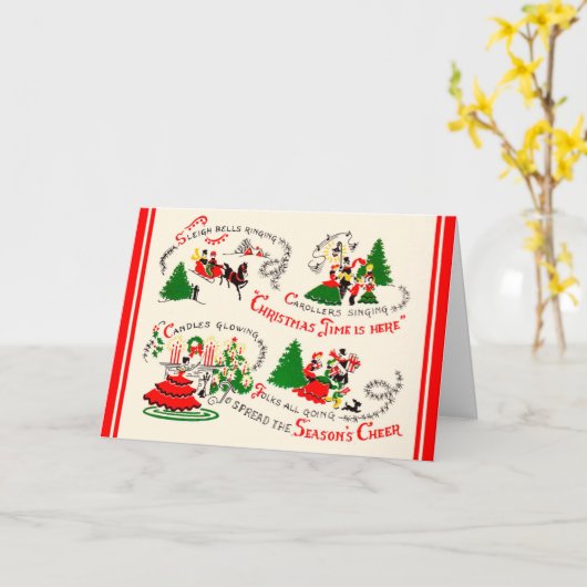  Midcentury Kerst Kaart (Gele Bloem)