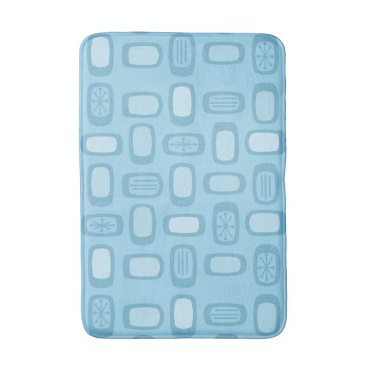 Midcentury MCM Rounded Rectangles Baby Blue Badmat (Voorkant Verticaal)