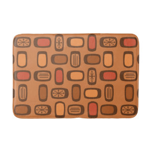 Midcentury MCM Rounded Rectangles Burnt Orange Badmat