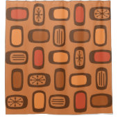 Midcentury MCM Rounded Rectangles Burnt Orange Douchegordijn (Voorkant)