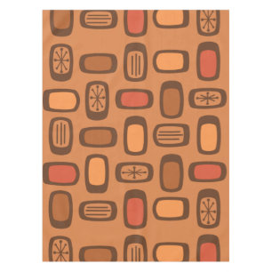 Midcentury MCM Rounded Rectangles Burnt Orange Tafelkleed