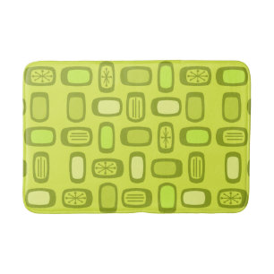Midcentury MCM Rounded Rectangles Chartreuse Badmat