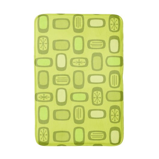 Midcentury MCM Rounded Rectangles Chartreuse Badmat (Voorkant Verticaal)