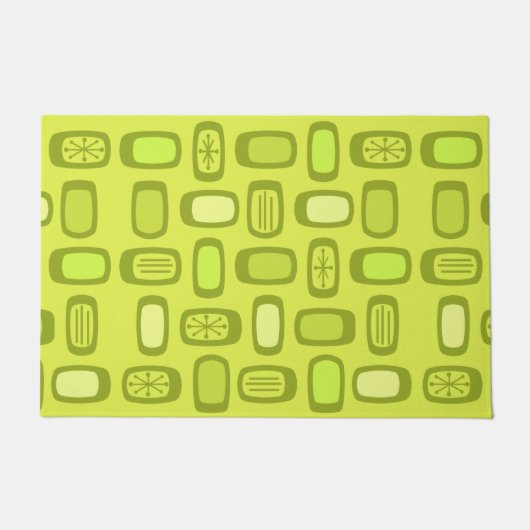 Midcentury MCM Rounded Rectangles Chartreuse Deurmat (Voorkant)