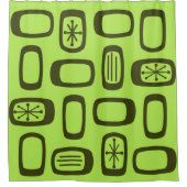 Midcentury MCM Rounded Rectangles Chartreuse Douchegordijn (Voorkant)