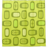 Midcentury MCM Rounded Rectangles Chartreuse Douchegordijn (Voorkant)