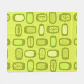 Midcentury MCM Rounded Rectangles Chartreuse Fleece Deken (Voorkant (Horizontaal))