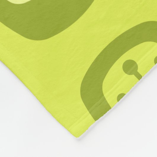 Midcentury MCM Rounded Rectangles Chartreuse Fleece Deken (Hoek)