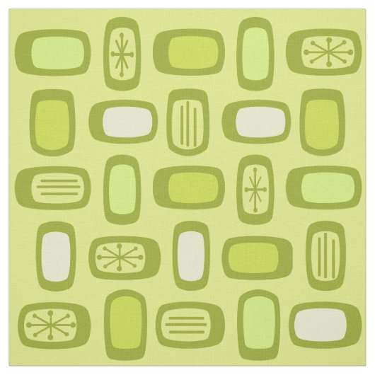 Midcentury MCM Rounded Rectangles Chartreuse Stof (Swatch)