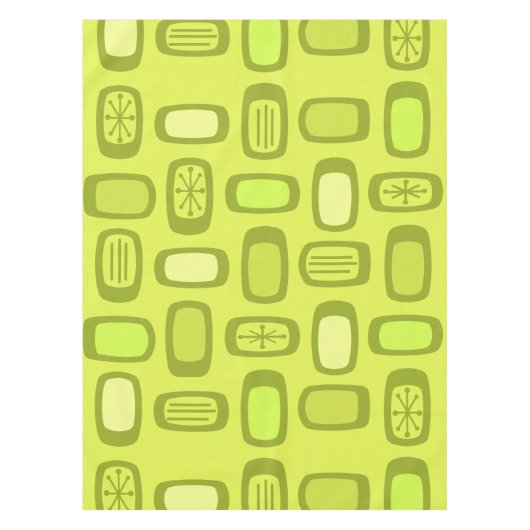 Midcentury MCM Rounded Rectangles Chartreuse Tafelkleed (Voorkant)