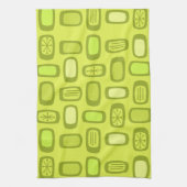 Midcentury MCM Rounded Rectangles Chartreuse Theedoek (Verticaal)