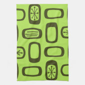 Midcentury MCM Rounded Rectangles Chartreuse Theedoek (Verticaal)