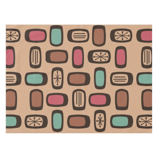 Midcentury MCM Rounded Rectangles Christmas Cookie Tafelkleed (Voorkant (Horizontaal))