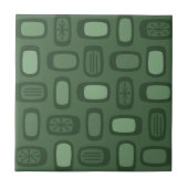 Midcentury MCM Rounded Rectangles Forest Green Tegeltje (Voorkant)