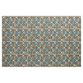 Midcentury MCM Rounded Rectangles Gold Blue Stof (Yard (91,4 cm))