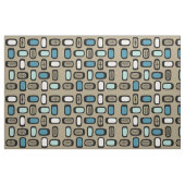 Midcentury MCM Rounded Rectangles Gold Blue Stof (Fat Quarter)
