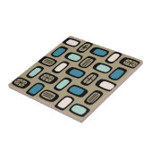 Midcentury MCM Rounded Rectangles Gold Blue Tegeltje (Zijkant)