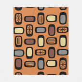 Midcentury MCM Rounded Rectangles Orange Brown Fleece Deken (Voorkant)
