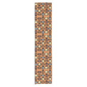 Midcentury MCM Rounded Rectangles Orange Brown Korte Tafelloper (Voorkant)