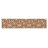 Midcentury MCM Rounded Rectangles Orange Brown Korte Tafelloper (Horizontaal)