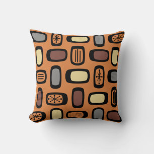 Midcentury MCM Rounded Rectangles Orange Brown Kussen
