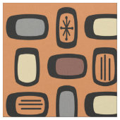Midcentury MCM Rounded Rectangles Orange Brown Stof (Close Up)