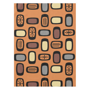Midcentury MCM Rounded Rectangles Orange Brown Tafelkleed