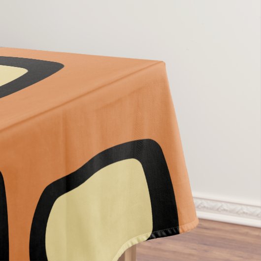 Midcentury MCM Rounded Rectangles Orange Brown Tafelkleed (Voorbeeld)