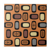 Midcentury MCM Rounded Rectangles Orange Brown Tegeltje (Voorkant)
