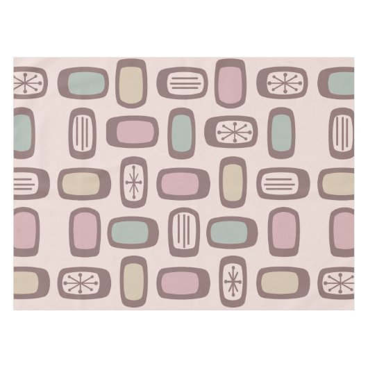 Midcentury MCM Rounded Rectangles Pink Pastel Tafelkleed (Voorkant (Horizontaal))