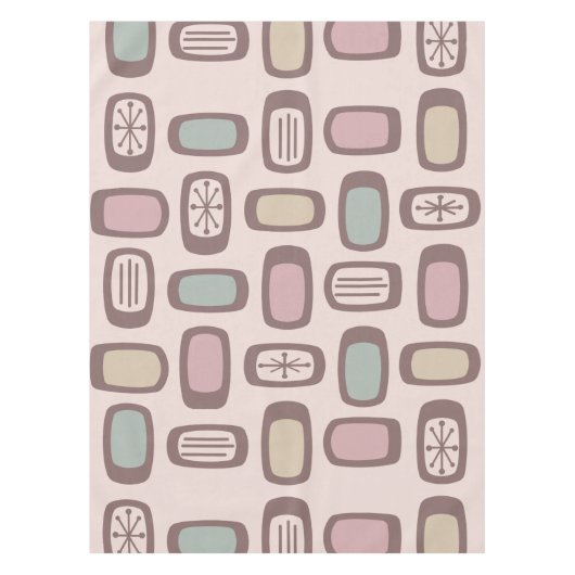 Midcentury MCM Rounded Rectangles Pink Pastel Tafelkleed (Voorkant)