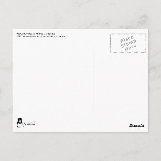 'MidCentury Mod Abstract Garden Bee' schilderij op Briefkaart (Achterkant)