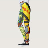 'MidCentury Mod Abstract Garden Bee' schilderij op Leggings (Links)