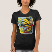 'MidCentury Mod Abstract Garden Bee' schilderij op T-shirt (Voorkant)