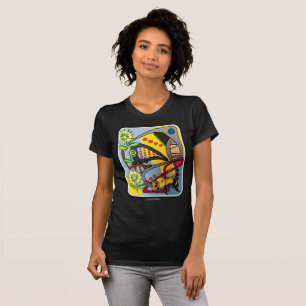 'MidCentury Mod Abstract Garden Bee' schilderij op T-shirt
