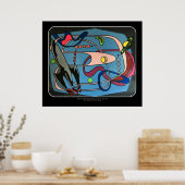 'MidCentury Mod Space is the Place' schilderij op  Poster (Keuken)